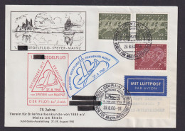 Flugpost Brief Air Mail Bund 1. Segelflug Speyer Finthen Bei Mainz Mit Tollen - Cartas & Documentos