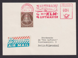 Flugpost Brief Air Mail Berlin Glocke Plus AFS Absenderfreistempel KLM 004 Ab - Storia Postale