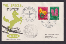 Flugpost Brief Air Mail Luxemburg Sabena Nach Stuttgart Mit Tollen SST 18.4.1955 - Brieven En Documenten