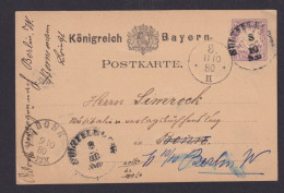 Briefmarken Altdeutschland Bayern K1 Sulzfeld Nach Bonn Weiter N Berlin - Enteros Postales