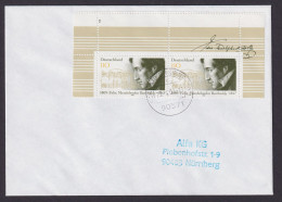 Abart Bund 1953 Mendelssohn Bartholdy Musik Komponist Zwei Leerfelder Formnummer - Storia Postale