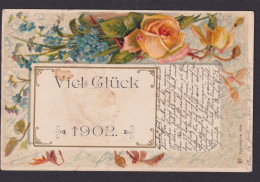 Ansichtskarte Jugendstil Art Nouveau Neujahr Künstlerkarte Prägekarte Blumen Ab - Otros & Sin Clasificación