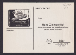 Trier Reklame Tabak Rauchen Hans Zimmerstädt Deutsche Jagd Bundesrepublik - Covers & Documents