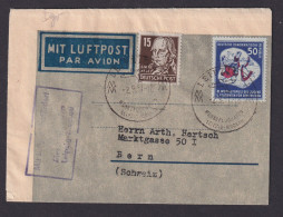 Flugpost DDR Leipzig Mockau Bern Schweiz Attr Frankatur MIF SBZ Persönlichkeiten - Covers & Documents