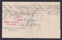 Berlin Deutsches Reich Gebührenpflichtige Dienstsache Mit Viol. L1 Berlin - Lettres & Documents