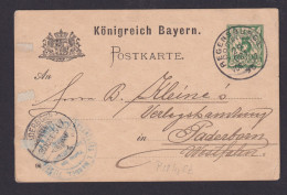 Briefmarken Altdeutschland Bayern K1 REGENSBURG DOMPLATZ Nach Paderborn - Postal  Stationery