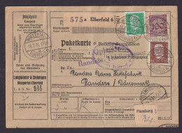Deutsches Reich MIF Korbdeckel + Reichspräsident Hindenburg Paketkarte Wuppertal - Cartas & Documentos