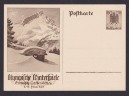 Deutsches Reich Ganzsache Olympia Sport Winterspiel Garmisch 1936 Luxus - Storia Postale