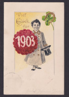 Ansichtskarte Jugendstil Art Nouveau Neujahr 1903 Künstlerkarte Goldauflage Ab - Andere & Zonder Classificatie