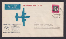 DDR Brief EF 20 Pfg. Flugpost Lufthansa DH 51 Erstflug Selt. SST Staatsoper Karl - Cartas & Documentos