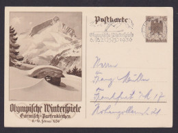 Deutsches Reich Olympia Ganzsache SST Winterspiele Garmisch Partenkirchen Sport - Covers & Documents