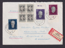 Briefmarken Druckvermerk Viererblock DDR R Brief MIF 606-608 Gedenkstätten - Covers & Documents