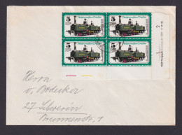 Briefmarken Druckvermerk Viererblock Bogenecke Eckrand DDR Brief Eisenbahn - Brieven En Documenten
