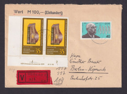 Briefmarken Druckvermerk Bogenecke Eckrand DDR Brief Wertbrief Musik Instrumente - Cartas & Documentos