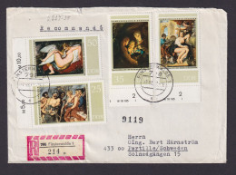 Briefmarken Druckvermerk DDR R Brief MIF Finsterwalde Nach Partille Schweden - Storia Postale