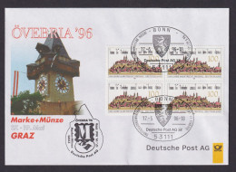 Philatelie Viererblock Brief MEF Briefmarkenausstellung Övebria 1996 Graz - Cartas & Documentos