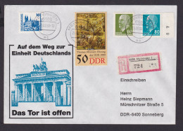 Briefmarken DDR R Brief Einheit Deutschland Berlin Brandenburger Tor Meiningen - Cartas & Documentos