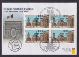 Philatelie Viererblock Briefmarkenausstellung 50ter Salon Philatelique Paris - Covers & Documents