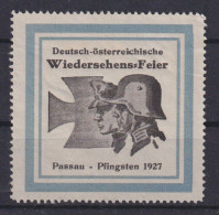 Passau Deutsches Reich Propaganda Sehr Seltene Vignette Deutsch Österreich - Covers & Documents
