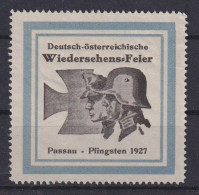 Passau Deutsches Reich Propaganda Sehr Seltene Vignette Deutsch Österreich - Storia Postale