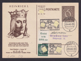 Posen Polen Ganzsache Deutsches Reich Zusammendruck Gießen Lahn SST Geburtstag - Covers & Documents