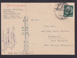 Grimma Postkarte Deutsches Reich Schönwald Post Tellnitz Sudeten - Storia Postale