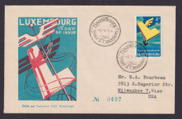 Luxemburg 524 6. Intern. Messe Geflügeltes L über Landkarte Westeuropa Als FDC - Covers & Documents