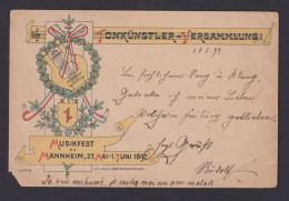 Musik Deutsches Reich Mannheim Freiburg Tolle Anlass Postkarte Tonkünstler - Lettres & Documents