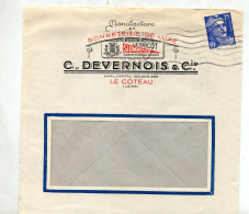 Lettre Flamme  Muette Roanne Entete Illustré Bonneterie Devernois - Mechanical Postmarks (Advertisement)