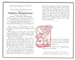 DP Delphina Hemgenbergs ° Melsele 1891 † Beveren Waas 1970 X Karel Bryssinck // Martens De Roeck - Images Religieuses