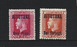 Aitutaki 1916 - 1917 Overprints On NZ KGV Perf 14 X 14.5 Set Of 2 FM - Aitutaki