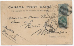 CANADA CP Entier Postal Càd WINDSOR 1902 P / MARTINIQUE Bonne Destination - Lettres & Documents