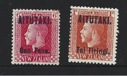 Aitutaki 1916 - 1917 Overprints On NZ KGV Perf 14 X 13.5 Set Of 2 Mint / MNH - Aitutaki