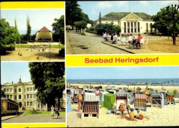 CPA Ostseebad Heringsdorf Auf Usedom, Konzertplatz, Kulturhaus, Strand, FDGB-Erholungsheim Einheit - Autres & Non Classés