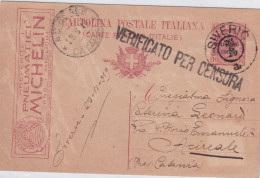 1918  Intero  Postale  10c Con  Pubblicità  PNEUMATICI MICHELIN Sovrastampato Per Veneziagiulia - Cars