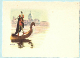 RARE FANTAISIE MIGNONNETTE DENTELEE ILLUSTRATEUR SIGNE MARIGNY THEME GONDOLIER GONDOLE VENISE SEDUCTION SERENADE MUSIQUE - Andere & Zonder Classificatie