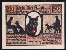 Oldenburg: 50 Pfennig 1921 - Ohne Druckfirma, Mit Fabrikwasserzeichen - Dt. Führhund F. Kriegsblinde - [11] Local Banknote Issues