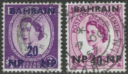 Bahrain. 1957-59 QEII Stamps Of GB Surcharged. 20np On 3d, 40np On 6d Used. SG 108, 110. M5011 - Bahrein (...-1965)