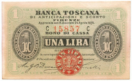 1 LIRA BANCA TOSCANA DI ANTICIPAZIONI E SCONTO FIRENZE 24/04/1870 SUP- - Otros & Sin Clasificación