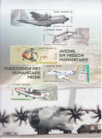 2022 Belgium Humanitarian Missions Aviation Airplanes Helicopters Miniature Sheet Of 5 MNH  @ BELOW FACE VALUE - Nuevos