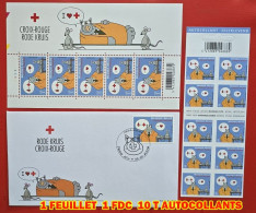 2008 LE CHAT  1 FEUILLET  1 FDC  10 T AUTOCOLLANTS    CROIX ROUGE - 1999-2010