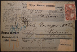 Deutsches Reich. 1905. Paketkarte Limbach-Modena. MiF Mi. Nr. 70 (8), 78A. - Covers & Documents