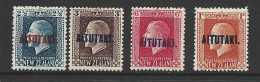 Aitutaki 1917 - 1918 Overprints On NZ KGV Perf 14 X 13.5 Set Of 4 MLH - Aitutaki