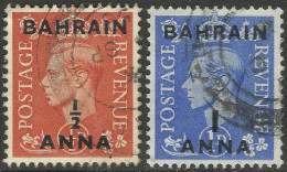 Bahrain. 1950-55 KGVI Stamps Of GB Surcharged. ½a On ½d, 1a On 1d Used. SG 71,72. M5013 - Bahrein (...-1965)