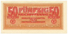 50 REICHSPFENNIG CERTIFICATO PAGAM. ESERCITO TEDESCO DEUTSCHE WERMACHT 1942 SUP- - Ocupación Aliados Segunda Guerra Mundial