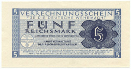 5 REICHSMARK VERRECHNUNGSSCHEIN FUR DEUTSCHE WERMACHT BERLIN 15/09/1944 QFDS - Occupazione Alleata Seconda Guerra Mondiale