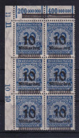 Deutsches Reich 335 AW G Eckrand Links Oben 6er Block Kreis 10 Mrd Auf 20 Mio M - Other & Unclassified