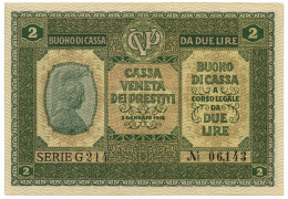 2 LIRE CASSA VENETA DEI PRESTITI OCCUPAZIONE AUSTRIACA 02/01/1918 SUP+ - Austrian Occupation Of Venezia