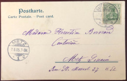 Allemagne, Divers Sur CPA TAD BADEN BADEN 7.8.1905 Pour Metz - (B1474) - Cartas & Documentos