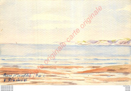 62.  Baie D'AUTHIE .  Aquarelle Originale Peinte Sur Carte Papier LAVIS CANSON  Signée F. RINCHEVAL . ( BERCK PLAGE ) - Berck